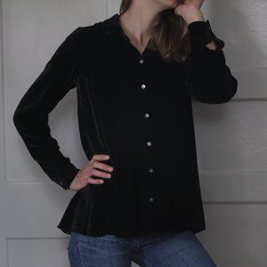 J. Jill Black Velvet Button Blouse size S